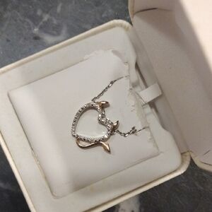 Kohl's Silver and Gold Heart Necklace with Devil Horns